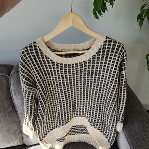 Large Wooden Sweater Gray and White S-M